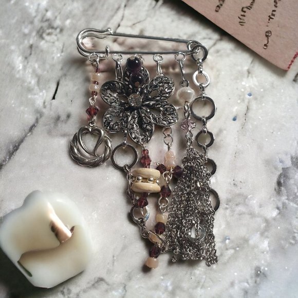 Handmade By Donovan Kilt Brooch Dangle Pin Artisan Upcycled Twice Loved - Picture 1 of 6